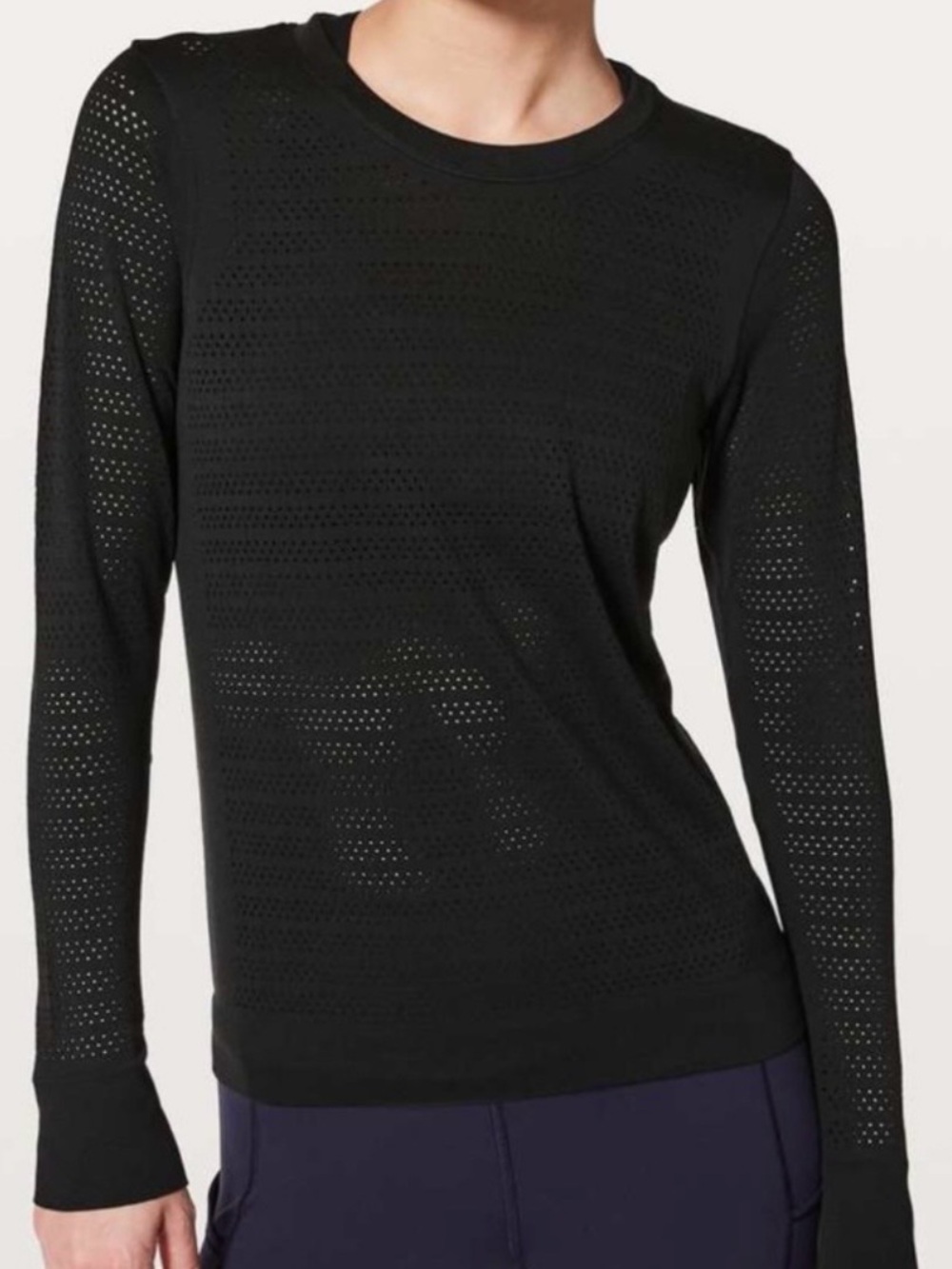 Lululemon Breeze Black Long-Sleeve Perforated 6
